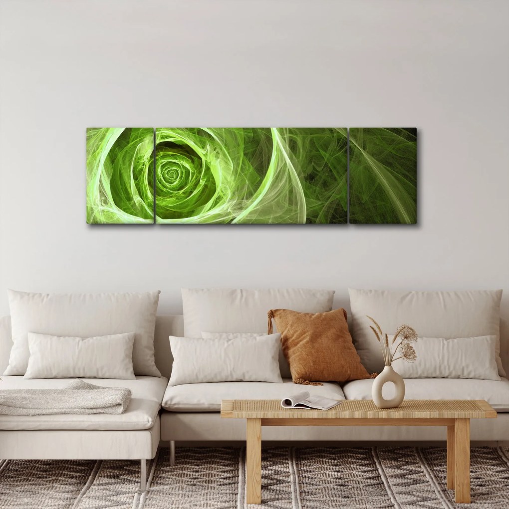 Obraz - Abstrakcyjny zielony róż (170x50 cm)