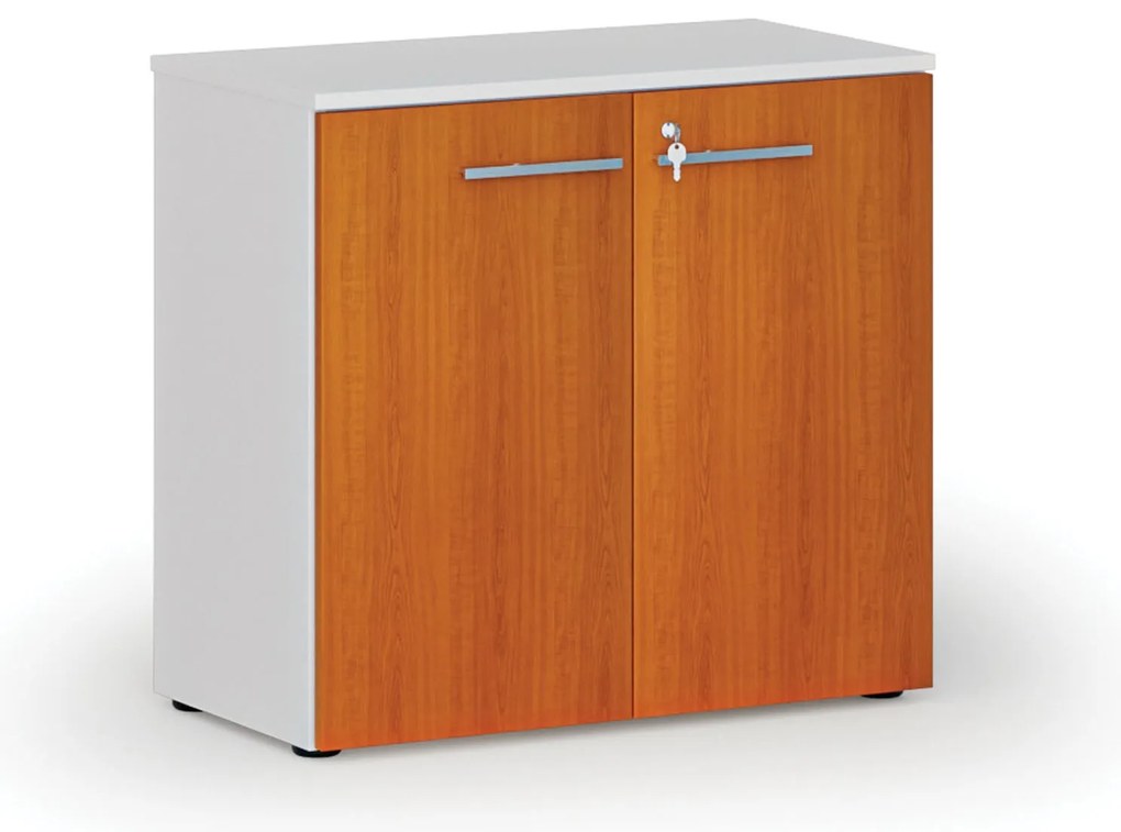 Szafa biurowa z drzwiami PRIMO WHITE, 800 x 420 x 740 mm, biały/wiśnia