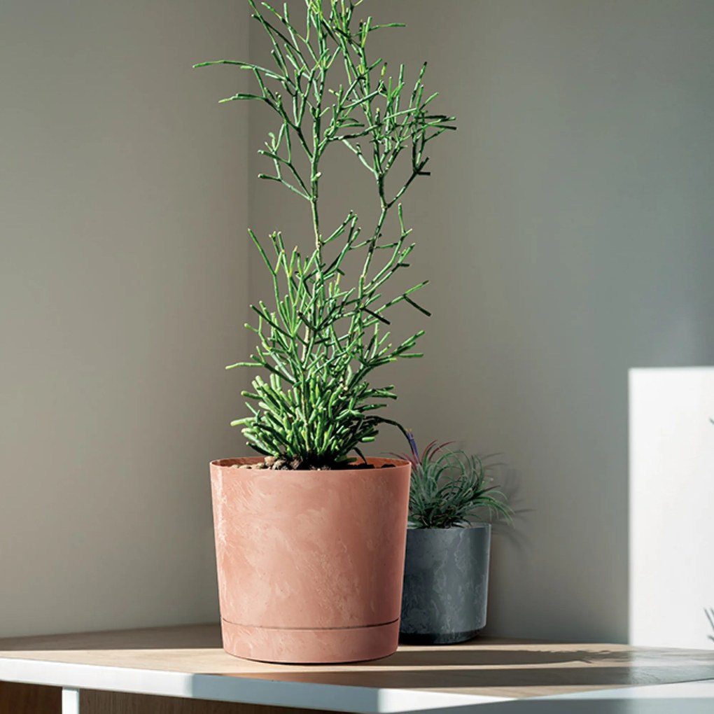 Donica ogrodowa Tubo P Beton Effect 39 cm antracytowa PROSPERPLAST