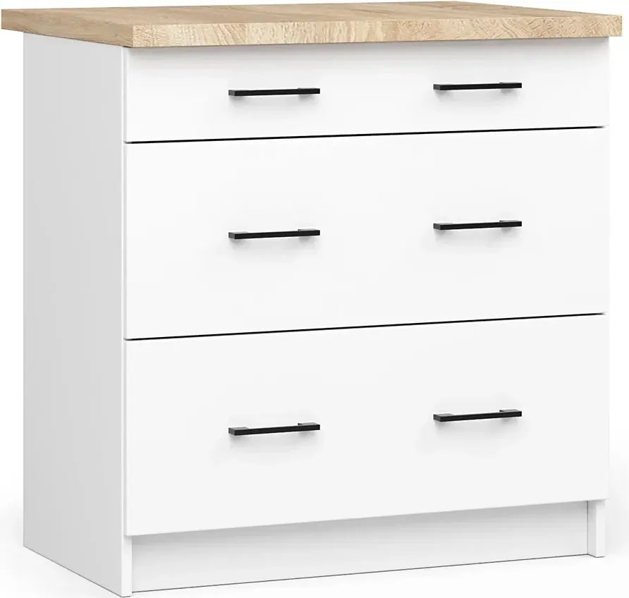 Biała komoda kuchenna z blatem i szufladami 80 cm S7-G52