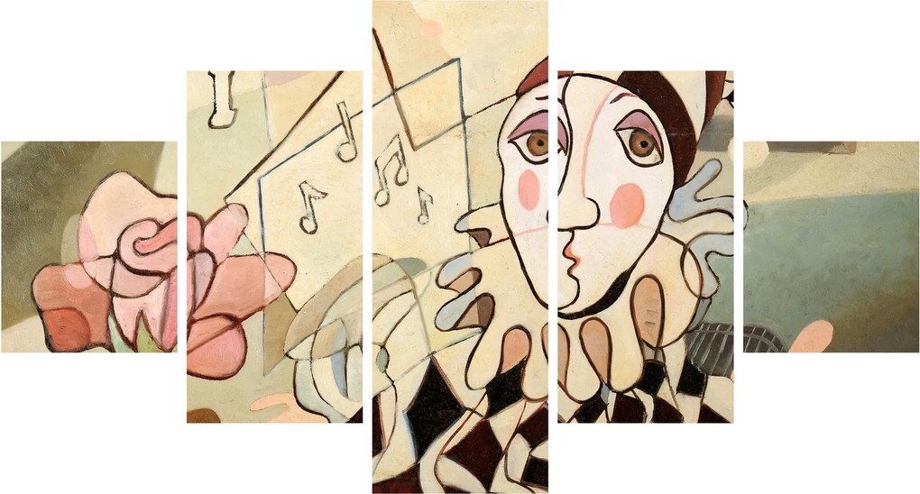Obraz - Kubizm - harlequin and rose (125x70 cm)