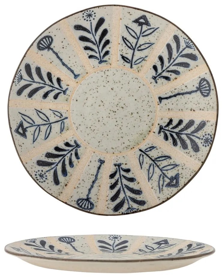 Jasnoniebiesko-kremowy kamionkowy talerz ø 21 cm Leonie – Bloomingville