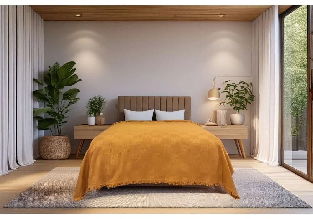 Bawełniana narzuta w kolorze miedzi 140x200 cm Russel – Mijolnir