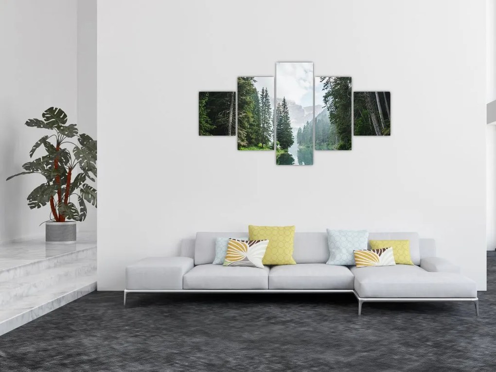 Obraz leśnego jeziora (125x70 cm)