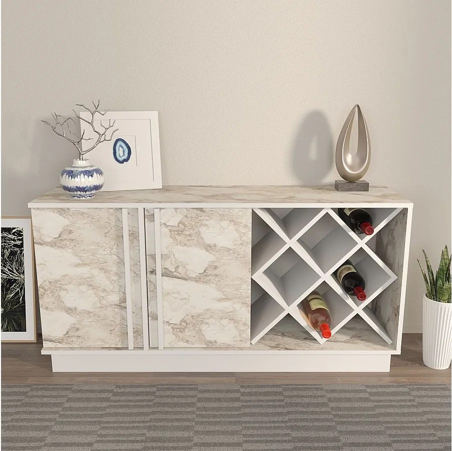 Komoda – 148 cm x 70 cm x 40 cm – biała i Efez – płyta MDF