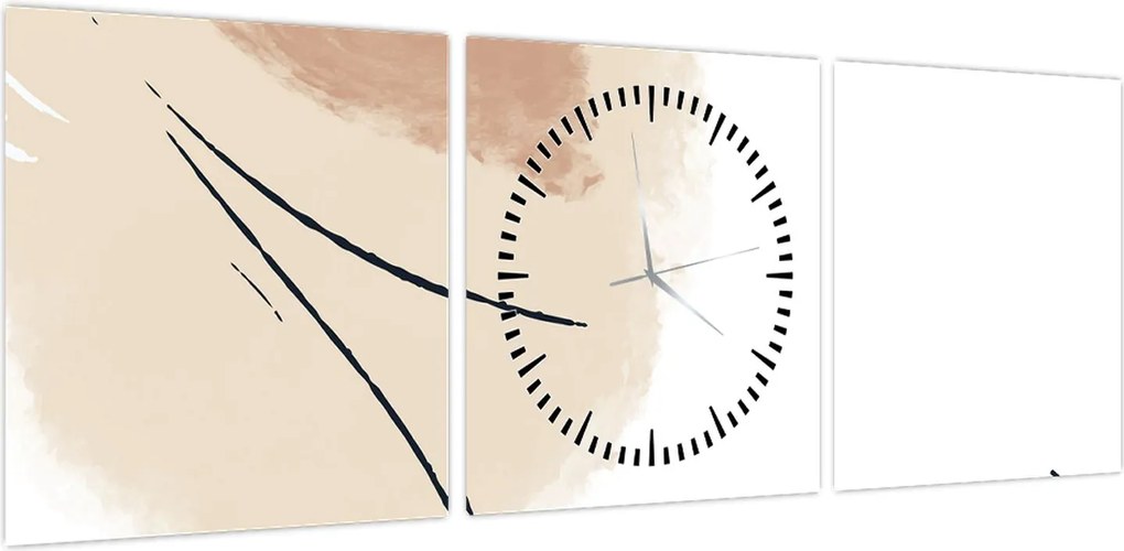 Obraz - Biała abstrakcja (z zegarem) (90x30 cm)