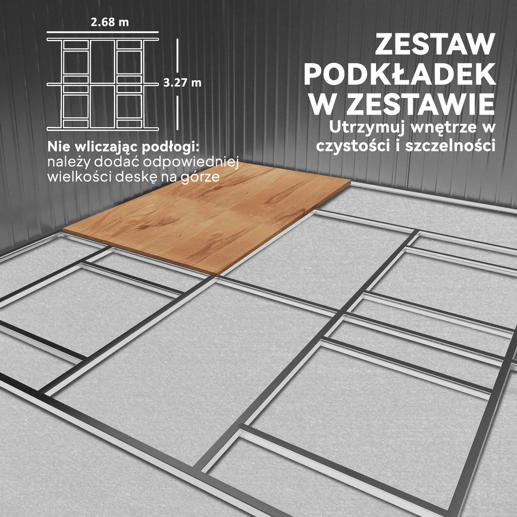 Outsunny Szopa Ogrodowa, Wodoodporny Domek na Narzędzia Ogrodowe, z Oknami Wentylacyjnymi, Drzwiami Przesuwnymi, Stal, Węgielny Szary