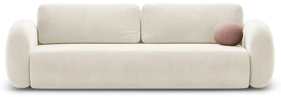 Kremowa aksamitna rozkładana/ze schowkiem sofa 262 cm Tonale – Cosmopolitan Design
