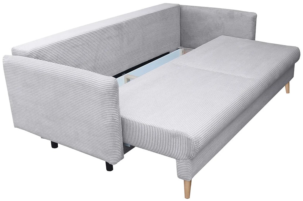 Szara sztruksowa sofa rozkładana T3-Z72