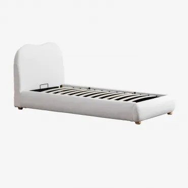 Łóżko Z Tapicerowanym Pojemnikiem Na Pościel Winselet Chenille Kość Słoniowa & 90 X 190 Cm - Sklum