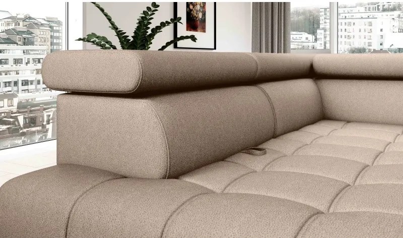Narożnik BAGGIO Prawostronny z funkcją spania, wolnostojący tkanina LETTO 11 Beżowy WERSAL