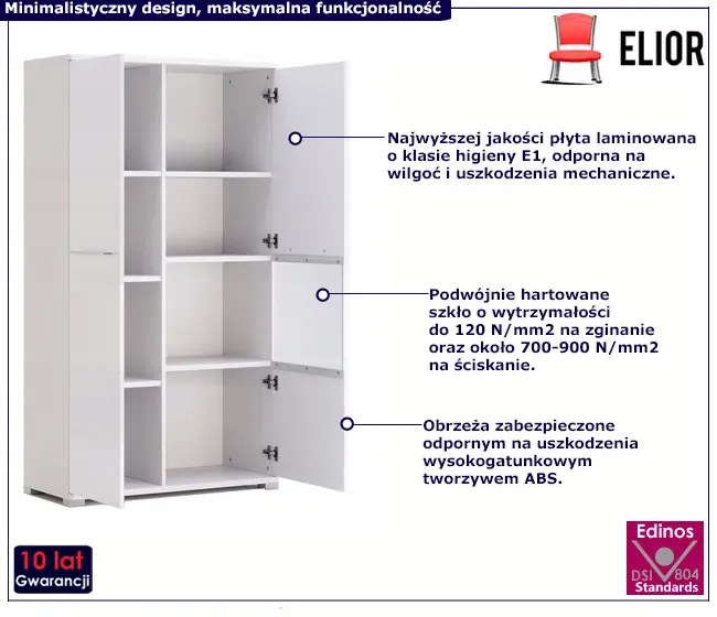 Duży regał z witryną biały połysk Z8-G63