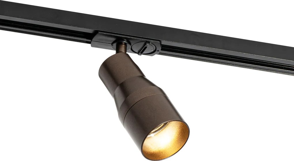 Nowoczesny system oświetlenia szynowego z 5 reflektorami ciemny brąz 1-fazowy - Iconic Kohua