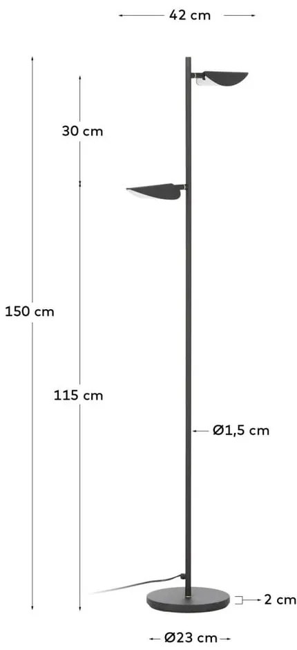 Czarna lampa stojąca LED (wysokość 150 cm) Veleira – Kave Home