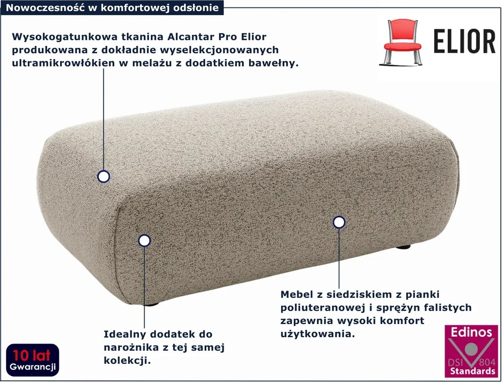 Prostokątna pufa na nóżkach zimny beż E7-L70