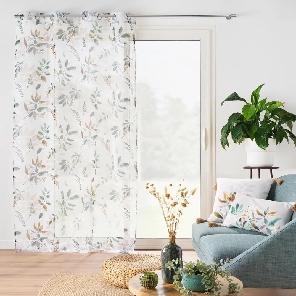 Biało-zielona firanka 140x240 cm Dilaris – douceur d'intérieur