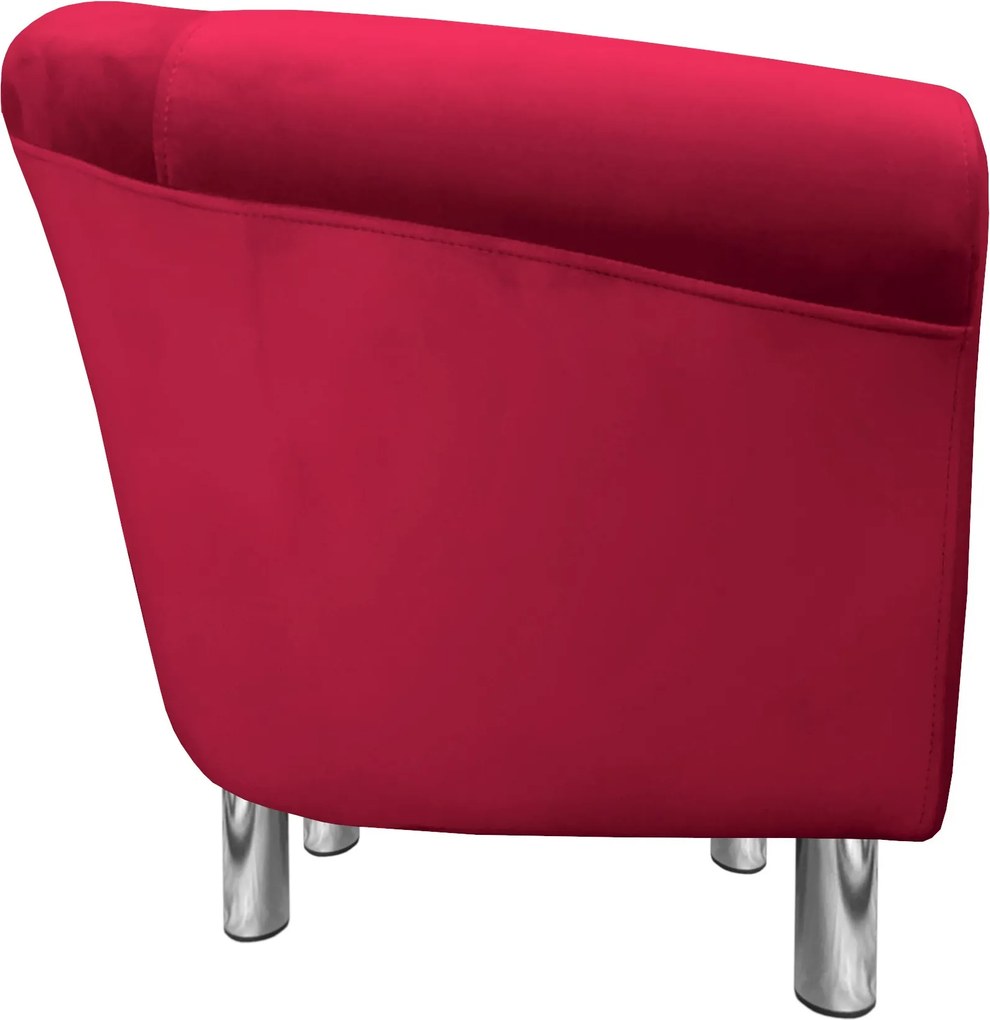 Fotel Milo tkanina Welur wygodny fotel tapicerowany do salonu i sypialni : Kolor nogi - Chrom, Kolor tkaniny - VELVET - MG31, Wysokość nogi - 15 cm