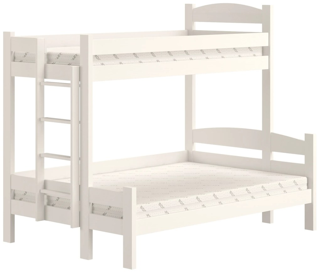 Łóżko piętrowe Lovic 90x200/120x200 z szufladami lewostronne - biały