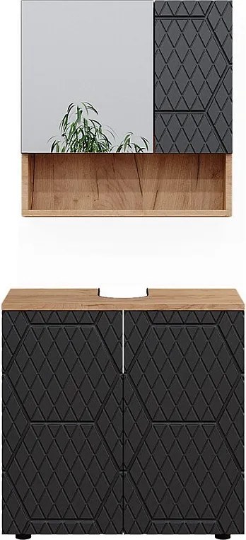 Zestaw mebli łazienkowych antracyt o strukturze plastra miodu 80x41x58.6 irma