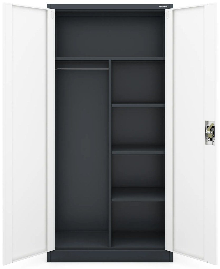Szafa gospodarcza zamykana DAWID 900 x 1850 x 450 mm, antracytowo-biała