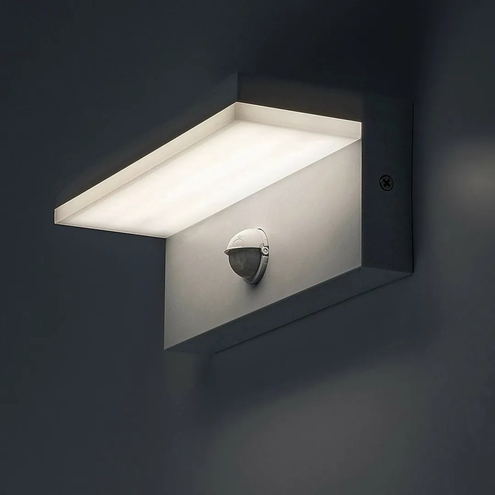 Rabalux 77116 zewnętrzna lampa ścienna LEDZaragoza, z czujnikiem, 9 W, IP54, biała