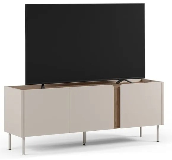 Kremowo-naturalna szafka pod TV w dekorze dębu 140x53x35 cm Lucile – Marckeric