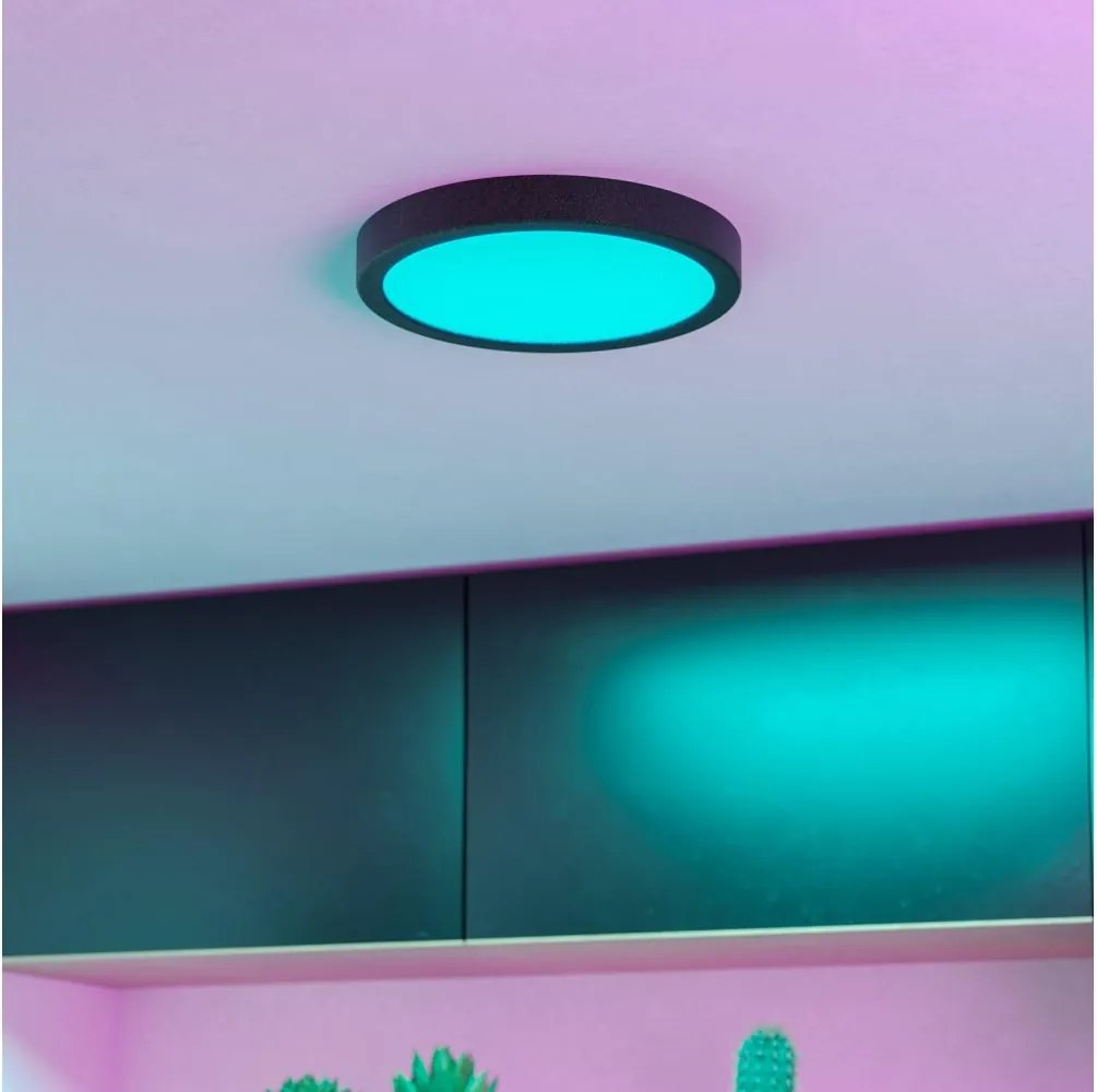 Eglo 901372 - LED RGBW ściemnialna przydymiona oprawa sufitowa FUEVA-Z LED/11,2W/230V 21,1cm IP44 czarna