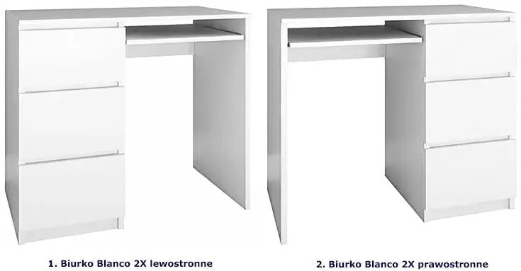 Białe młodzieżowe biurko lewostronne - Erza 2X