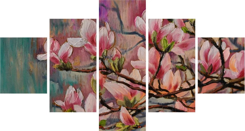 Obraz - Obraz olejny, Kwitnąca sakura (125x70 cm)