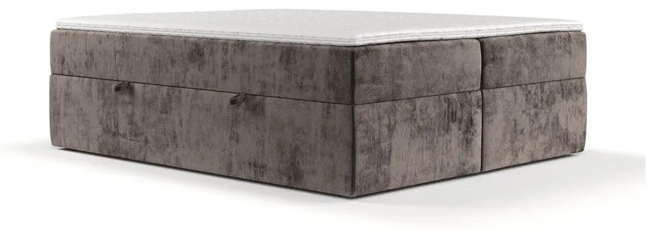 Brązowe łóżko boxspring ze schowkiem 140x200 cm Yoko – Maison de Rêve