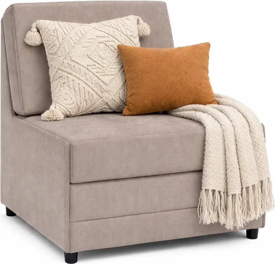 Tapicerowany beżowy fotel spania z funkcją L3-R72