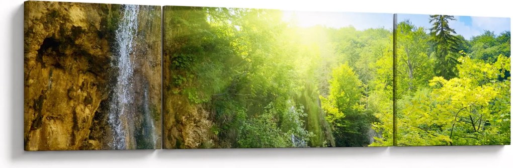 Obraz - wodospady w pralesie (170x50 cm)