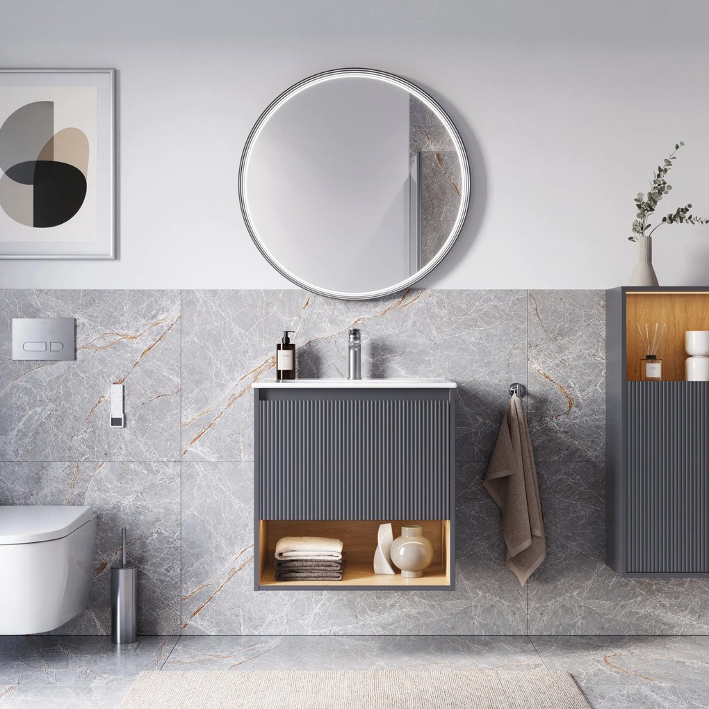 Szafka podumywalkowa BELDIVO 60 cm z umywalką ceramiczną