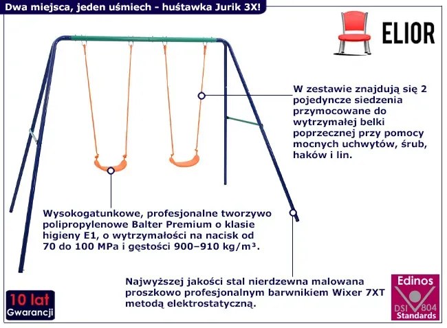 Podwójna huśtawka ogrodowa Wako 4X