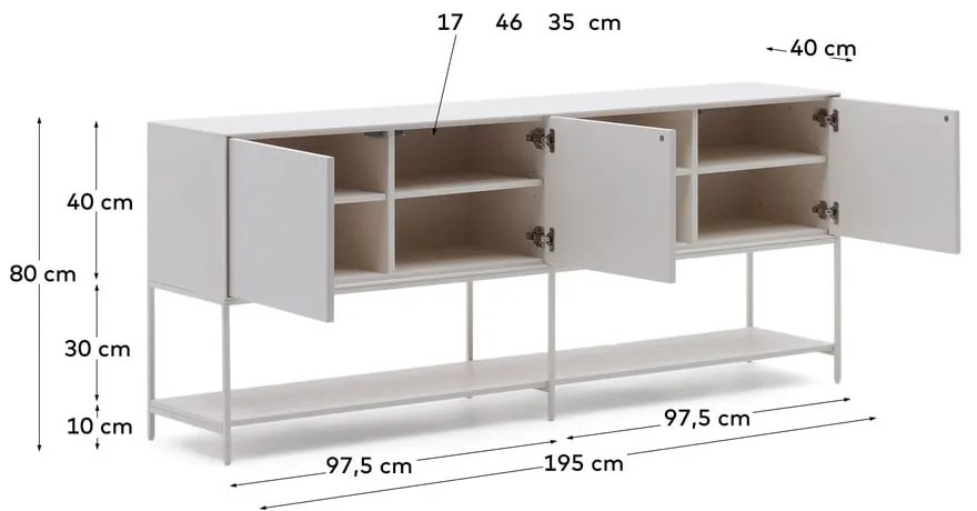 Biała niska komoda 195x80 cm Vedrana – Kave Home