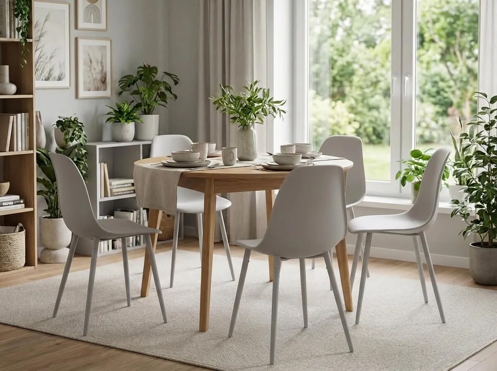 Zestaw 4 sztuk plastikowych krzeseł OSAKA, jasnoszary