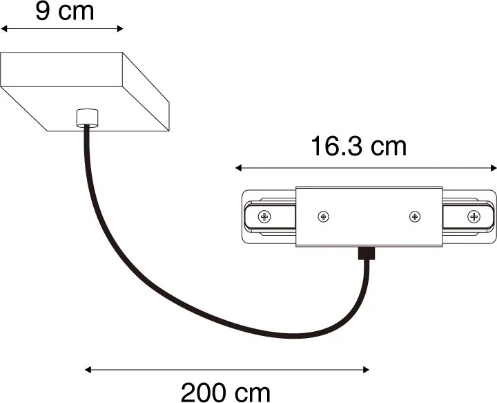 Zasilacz I-Connector do szyny 1-fazowej z kwadratową płytą montażową czarny - Iconic