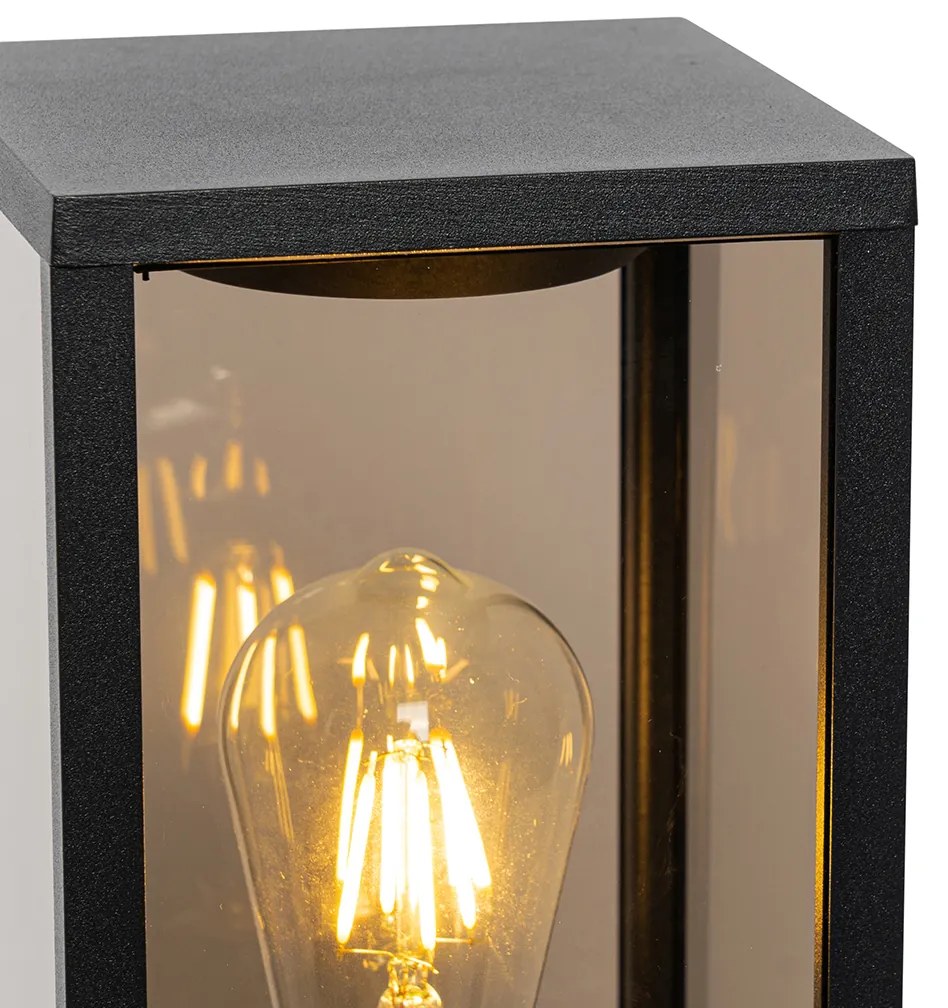 Zewnetrzna Lampa stojąca zewnętrzna czarna z dymionym szkłem 40 cm IP44 - Charlois Nowoczesny Oswietlenie zewnetrzne