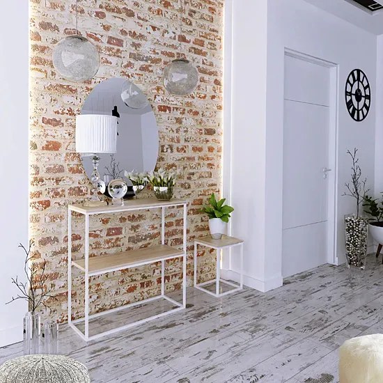 Minimalistyczny kwietnik biały + dąb sonoma T2-H75