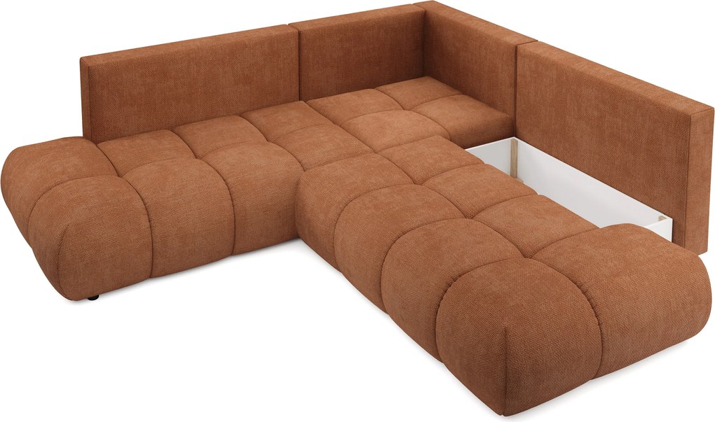 Masseno Narożnik DUCA z funkcją spania i pojemnikiem na pościel Narozniki L, Rozkładana sofa - Ceglasty, FLOW 09
