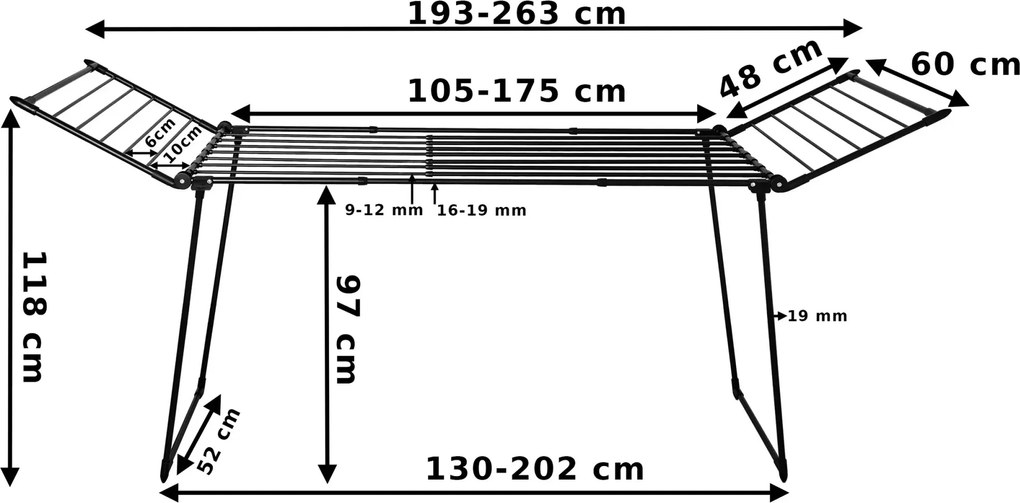 Czarna teleskopowa suszarka na pranie C0-N99
