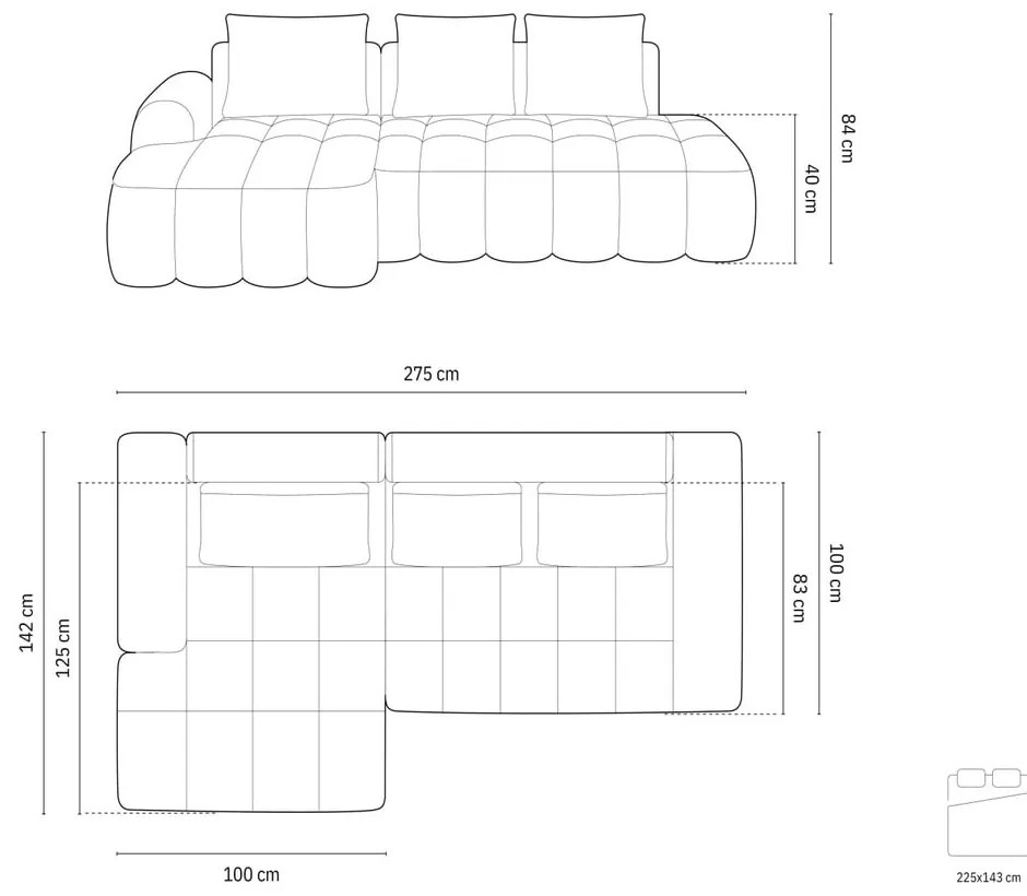 Beżowy rozkładany/ze schowkiem narożnik (lewostronny/z szezlongiem) Linz – Cosmopolitan Design