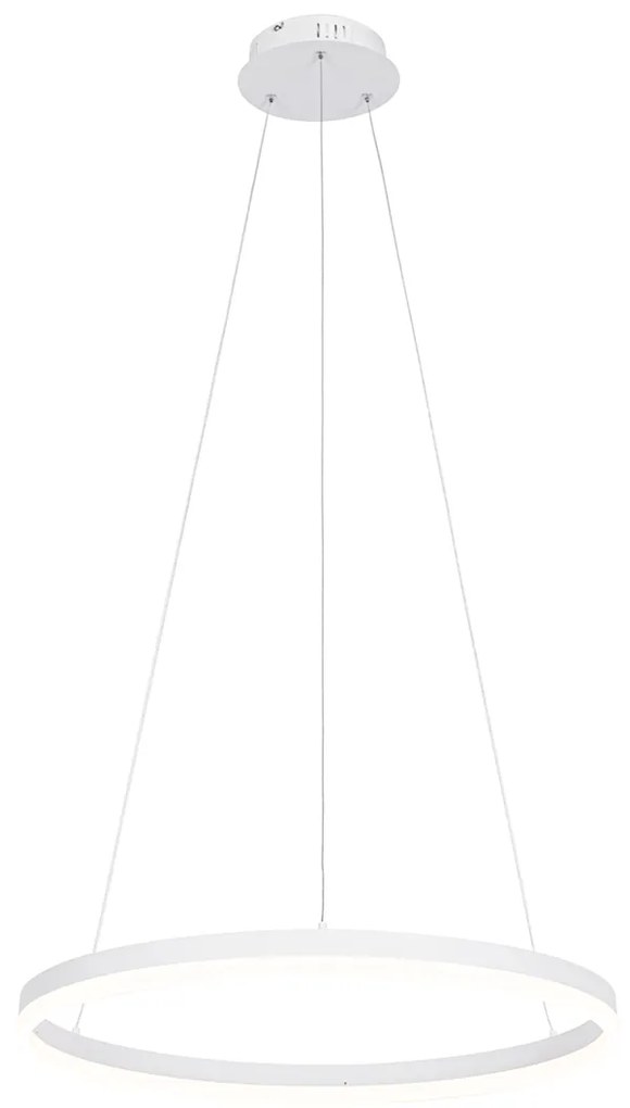 Designerska lampa wisząca biała 60 cm z wbudowanym LED o 3-stopniowej regulacji jasności - Anello Nowoczesny Oswietlenie wewnetrzne