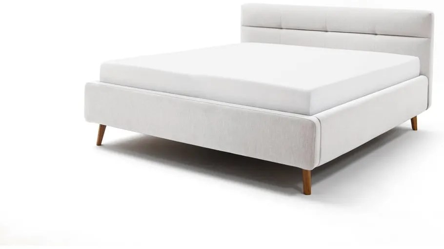 Jasnoszare tapicerowane łóżko dwuosobowe ze schowkiem i stelażem 180x200 cm Lotte – Meise Möbel