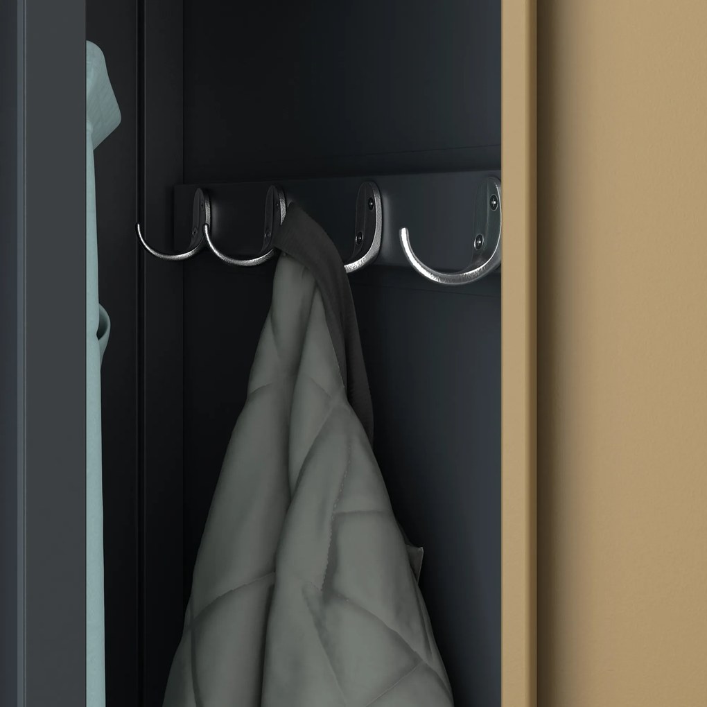 Szafka ubraniowa BHP ubraniowa antracytowa/ orzech: czterokomorowa Eco Design KACPER, 800 x 1800 x 500 mm
