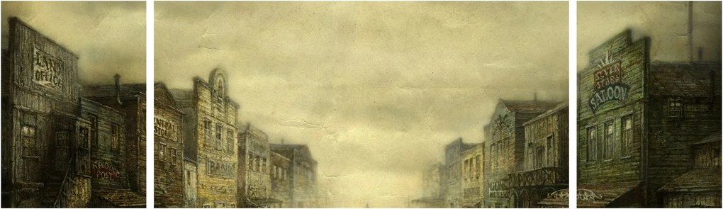 Obraz westernowego miasteczka (170x50 cm)