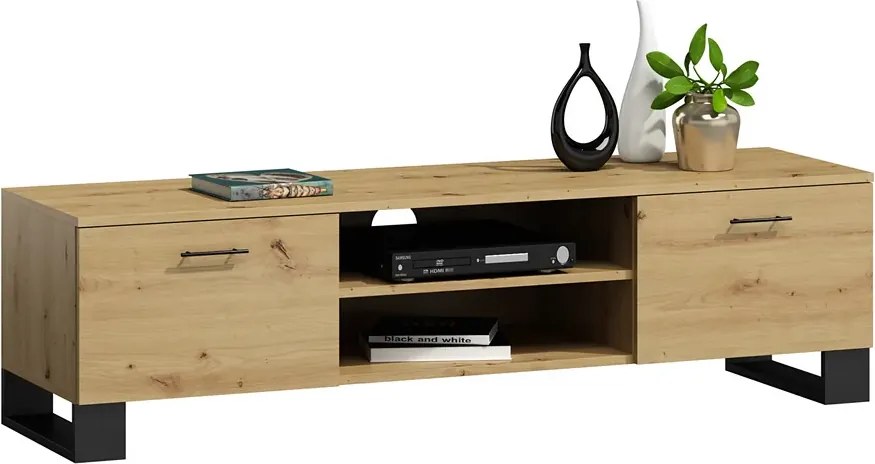 Szafka RTV na czarnych nóżkach dąb artisan W8-F20