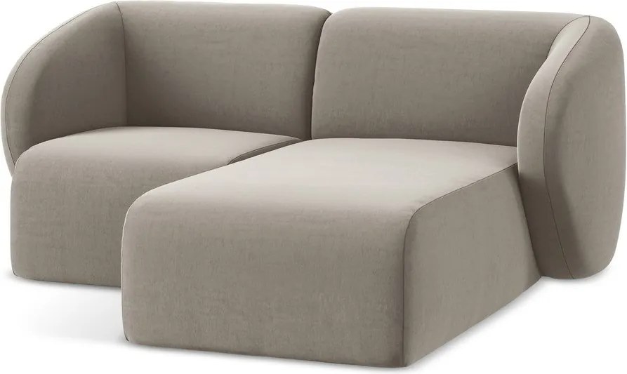 Jasnobrązowy aksamitny narożnik (prawostronny/z szezlongiem) Lani – Makamii