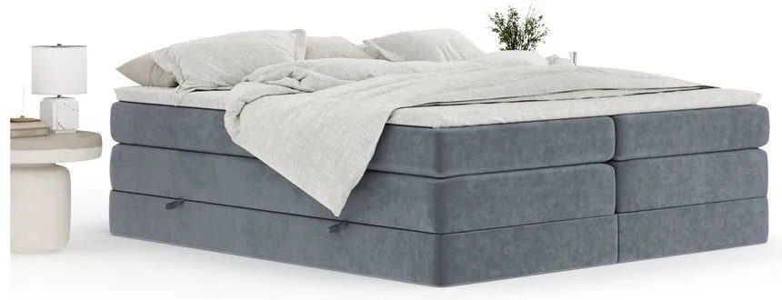 Ciemnoszare łóżko kontynentalne ze schowkiem/bez zagłówka 200x200 cm Juniper – Maison de Rêve