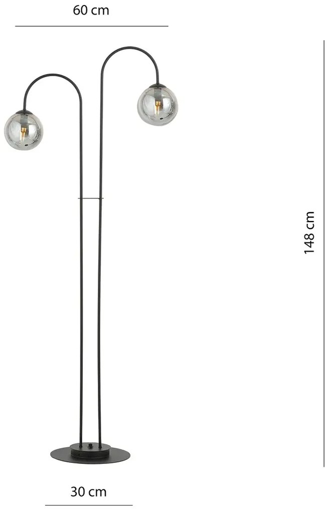 Loftowa lampa podłogowa z grafitowymi kloszami - 3X D117 N8-G02